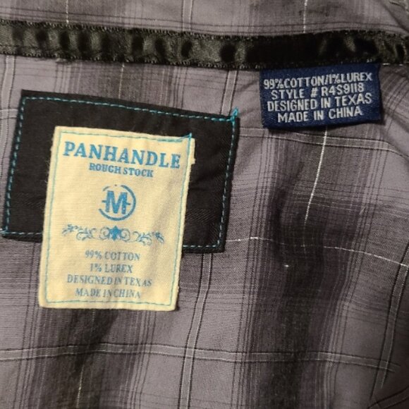 PANHANDLE ROUGH STOCK women's WESTERN SHIRT COWGIRL LUREX RHINESTONES SNAPS sz M - Picture 6 of 6